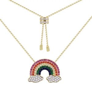 NWOT APM Rainbow Crystals Yellow Silver Necklace